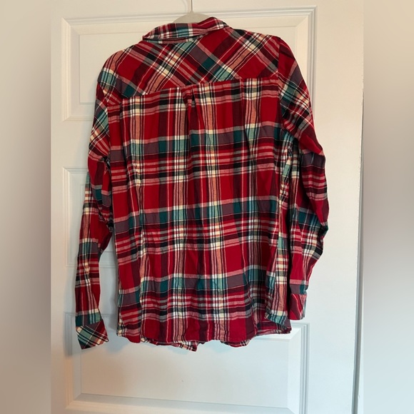 Croft & Barrow- Red & Green Plaid Button Down Top- Size Large - Picture 2 of 8